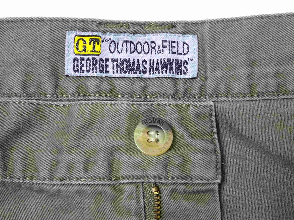 ★G.T. GEORGE THOMAS HAWKINS ホーキンス /レアもの・6ポケ・コットンパンツ・ショートパンツ・カーゴパンツ・モスグレイ・サイズM / USED_画像5