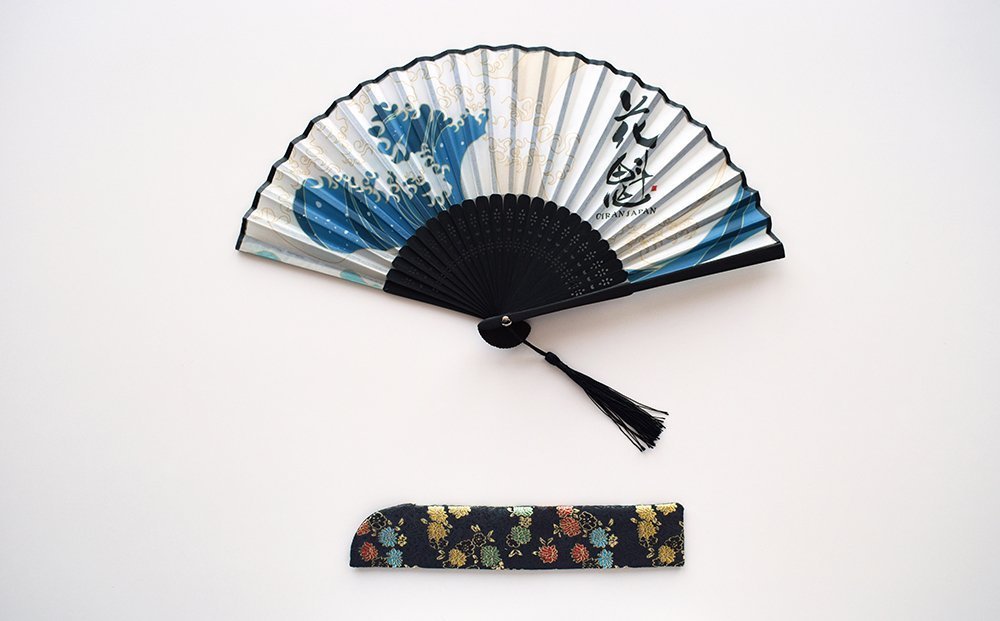 [ flower ./Folding Fan]* fan 6.5 size black / black (OSEN65-BB)* flower .JAPAN original design exclusive use out sack attaching 