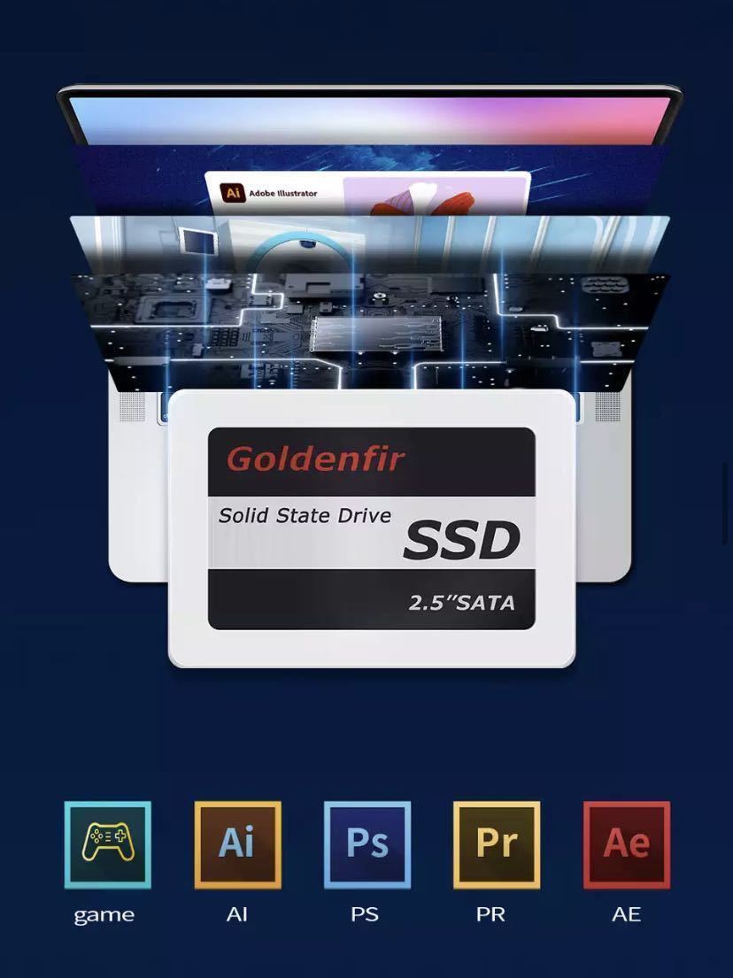 《衝撃の安さ！！最安価格》SSD Goldenfir 128GB SATA3 / 6.0Gbps 2.5インチ 高速 NAND TLC 内蔵 デスクトップPC ノートパソコン vete_画像7