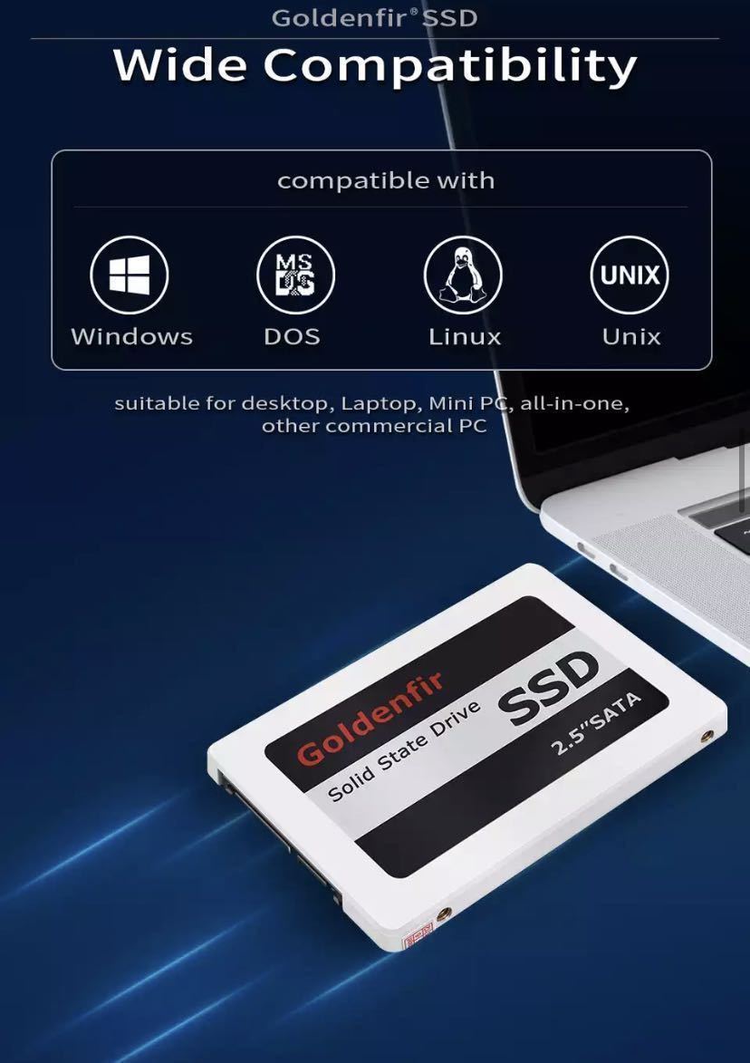 《衝撃の安さ！！最安価格》SSD Goldenfir 128GB SATA3 / 6.0Gbps 2.5インチ 高速 NAND TLC 内蔵 デスクトップPC ノートパソコン vete_画像6