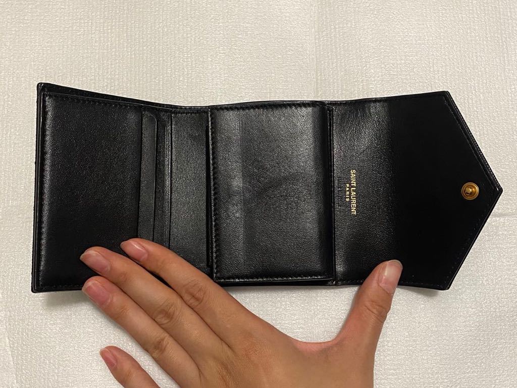 イヴ・サンローラン ミニ財布 ブラック PARIS サンローラン 正規品 YSL