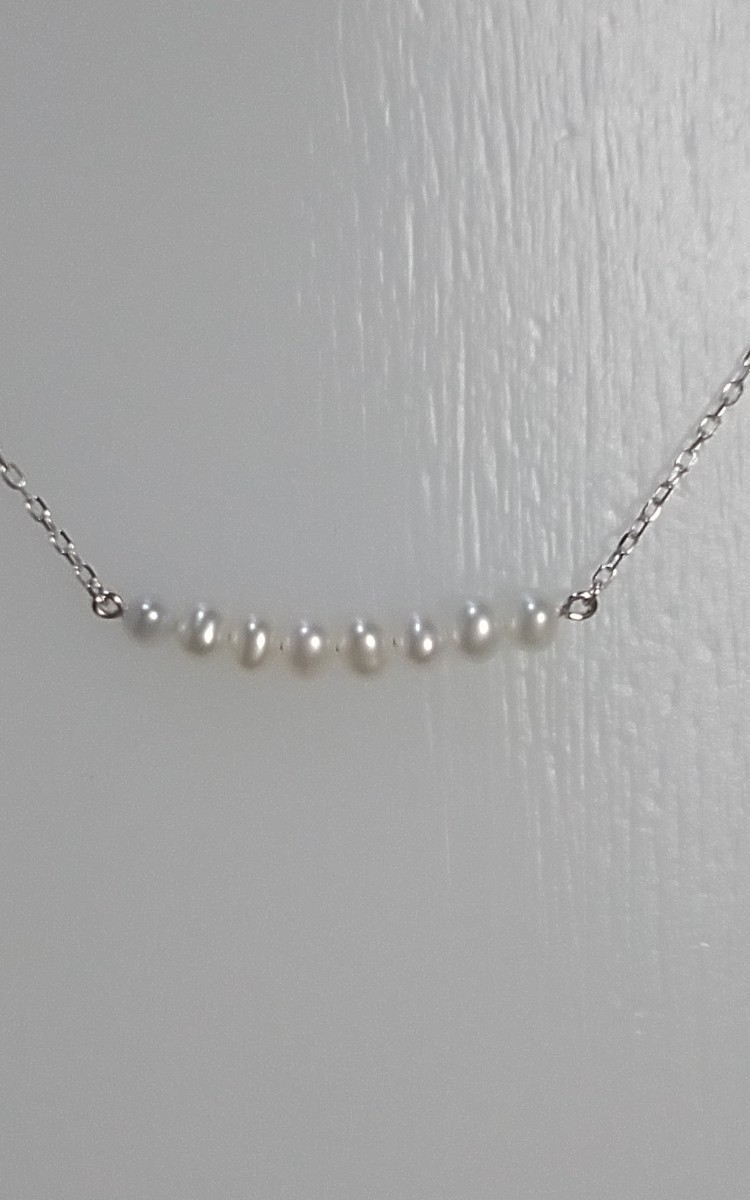オリジナル K10(WG)淡水真珠デザインネックレス！ 淡水真珠