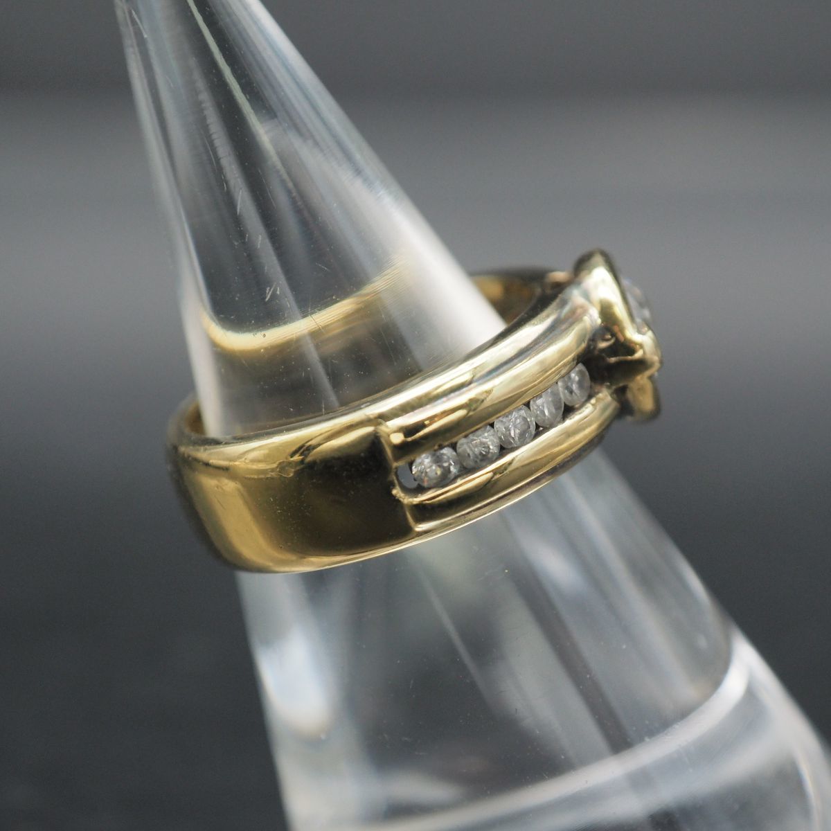 E984 ダイヤモンド風 925 ホールマーク刻印 リング ゴールド デザイン シルバー 指輪 12号 ヴィンテージ