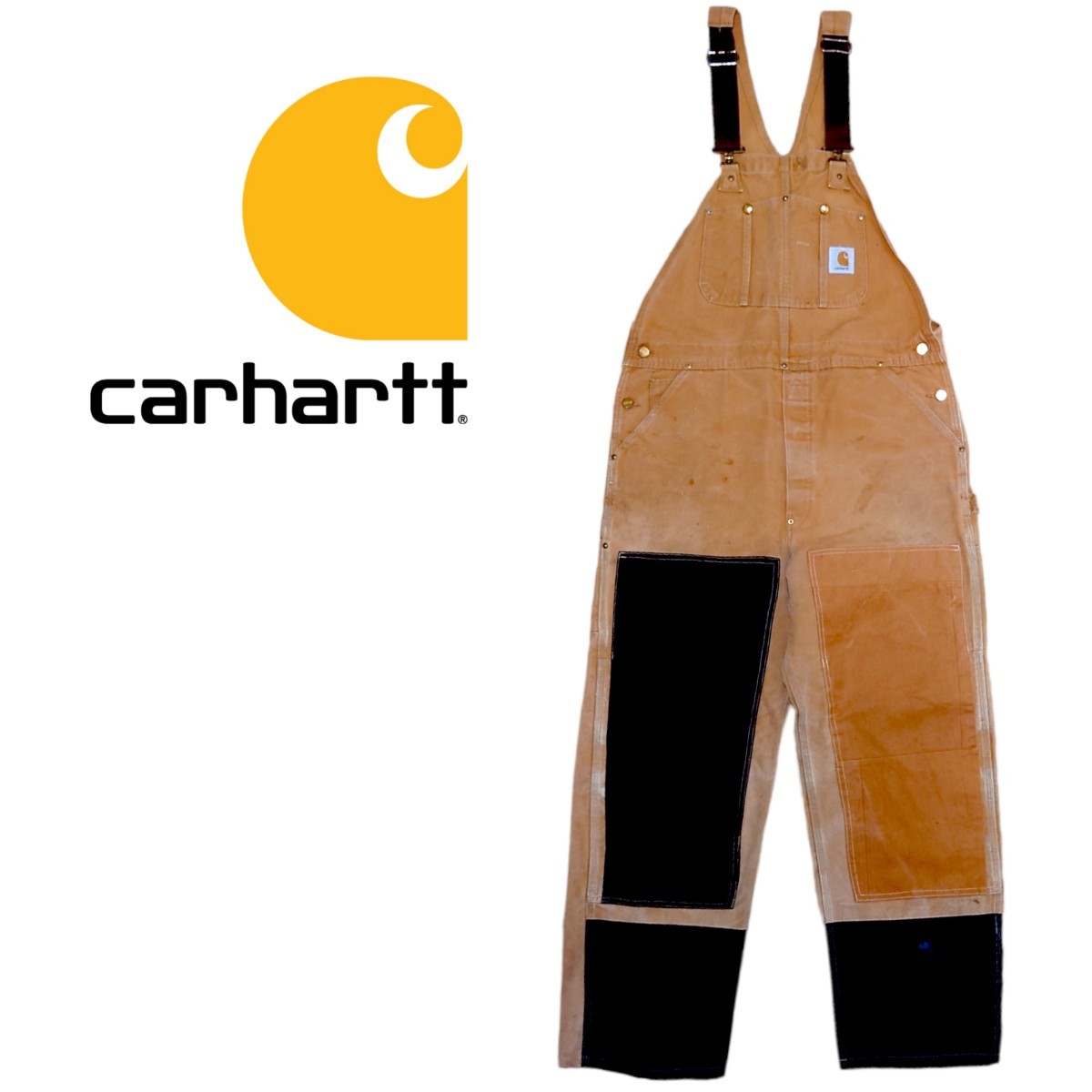 品質満点！ 【Carhartt】パッチワーク ダブルニーダックオーバーオール A-1243 オーバーオール