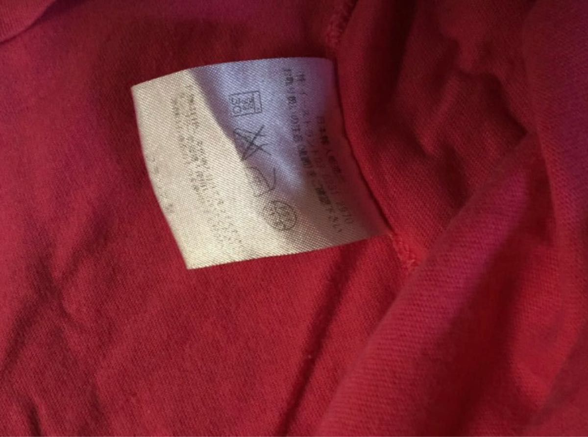 MAISON KITSUNE　Vネック 半袖　Tシャツ メゾンキツネ ネオンピンク Ｍサイズ ワンポイント 無地 フランス製 蛍光