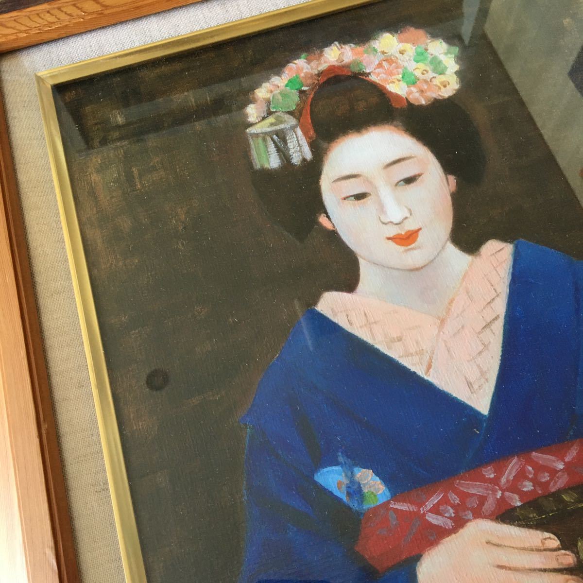 油絵 油彩 額装 舞妓 人物画 油画 絵画-
