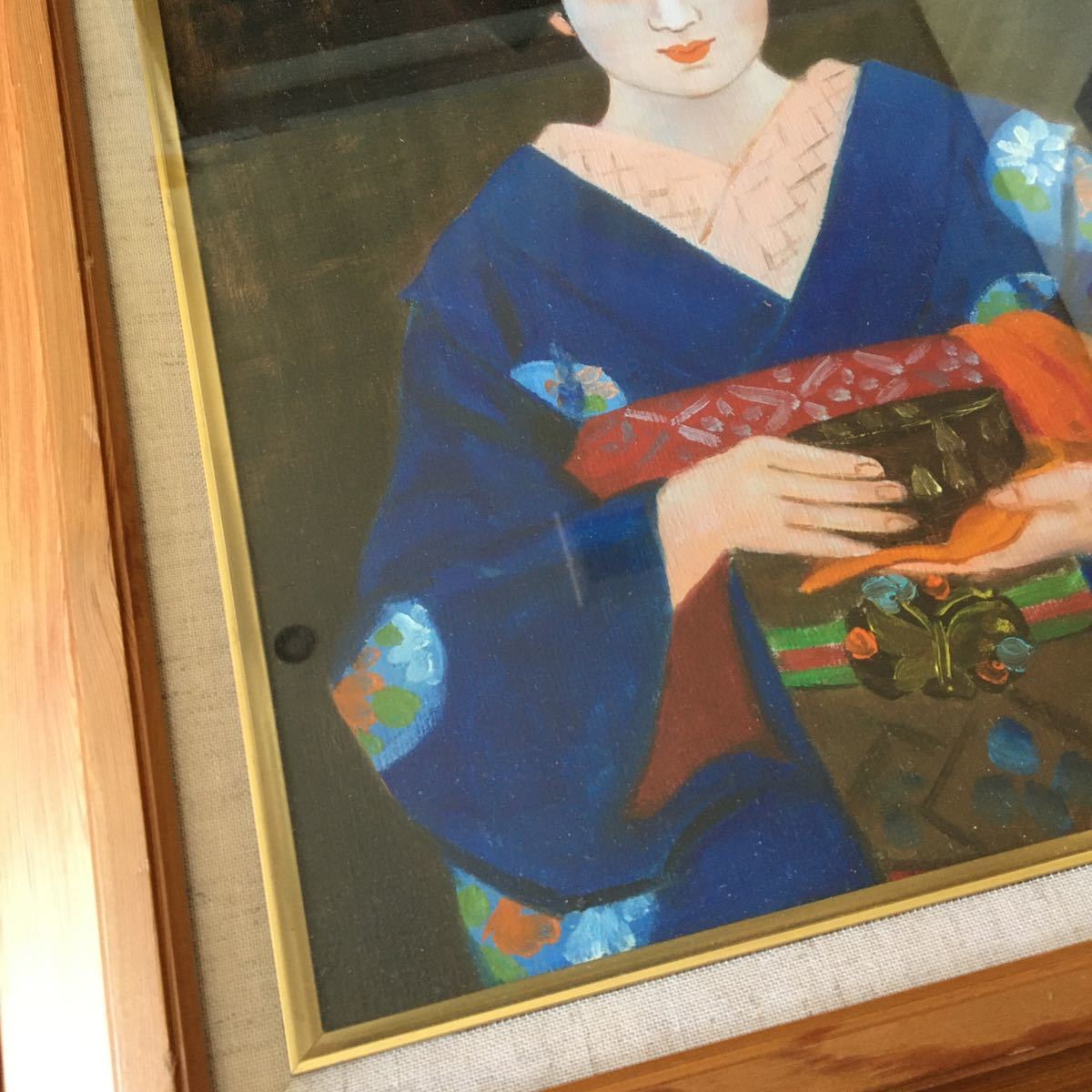 油絵 油彩 額装 舞妓 人物画 油画 絵画-