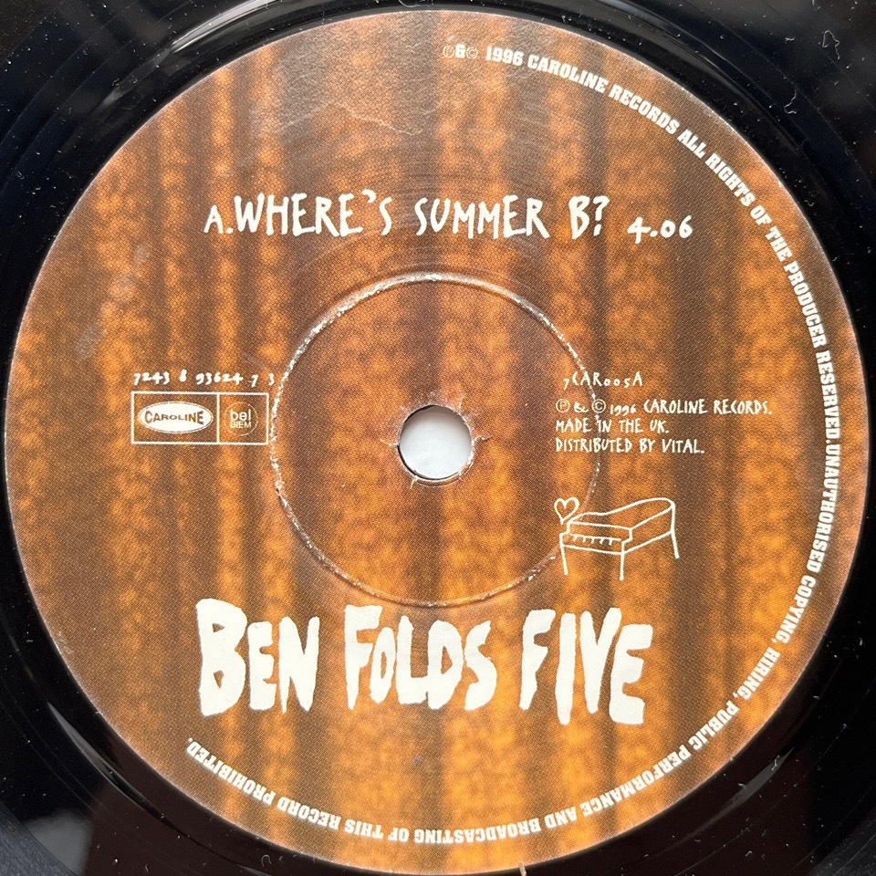 【試聴 7inch】Ben Folds Five / Where's Summer B?, Tom & Mary (Live) 7インチ 45 ギターポップ ネオアコ フリーソウル サバービア_画像3