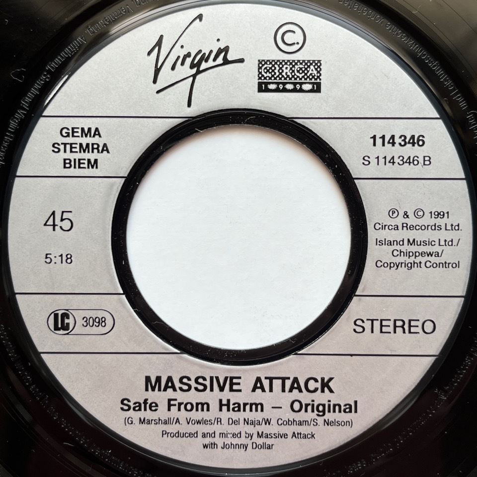 【試聴 7inch】Massive Attack / Safe From Harm 7インチ 45 muro koco フリーソウル Shara Nelson_画像3
