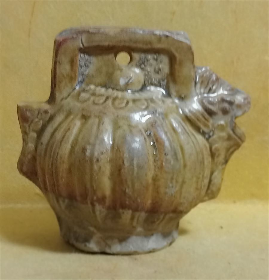 中国宋代　黄釉　鶏頭壺　茶入　時代保証