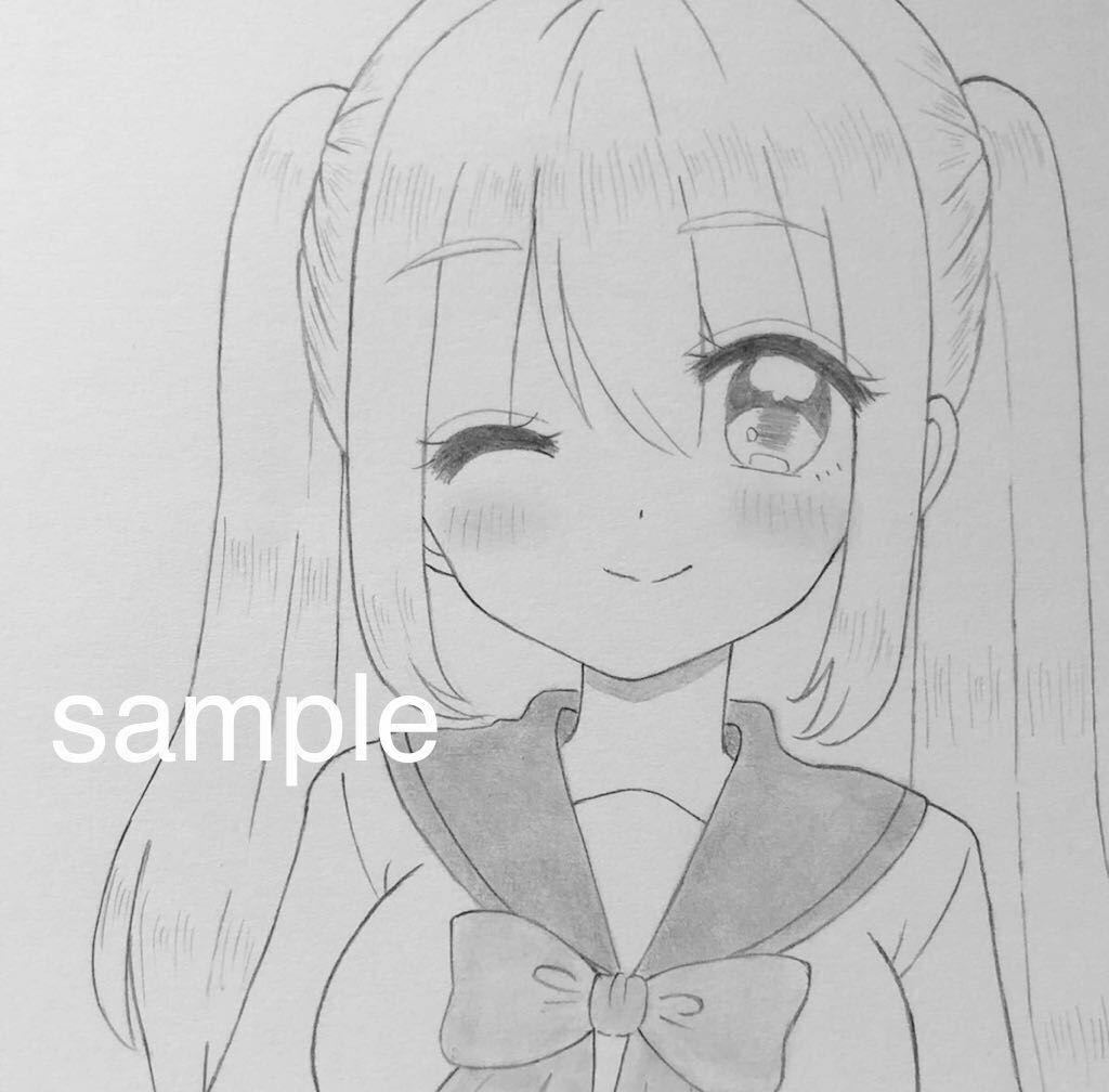 手描きイラスト*オリジナル*鉛筆画*モノクロ*女の子*制服 手描きイラスト*オリジナル*鉛筆画*モノクロ*女の子*制服