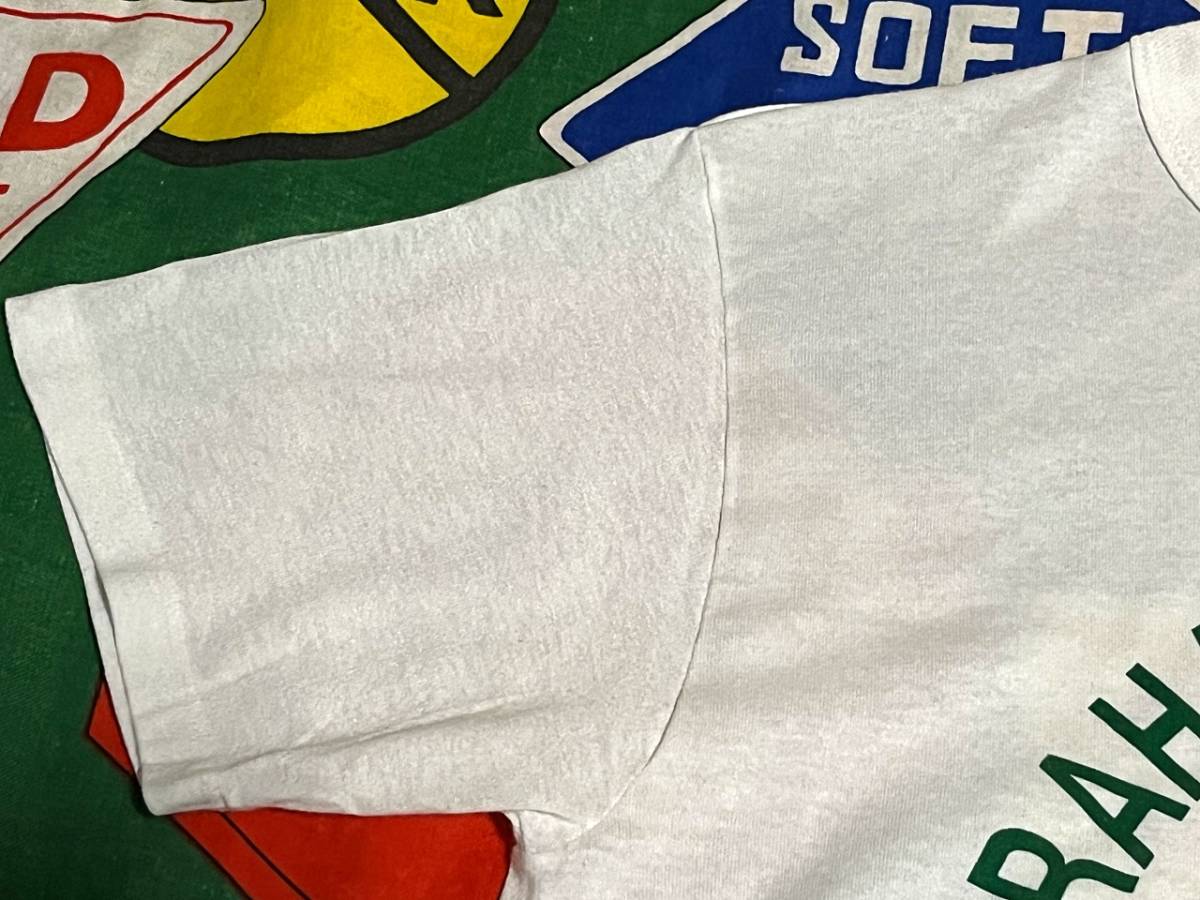 ☆幸運の４つ葉のクローバー☆Made in USA製アメリカ製Championチャンピオンビンテージ染み込みプリントTシャツ80s80年代トリコタグ白×緑_画像5
