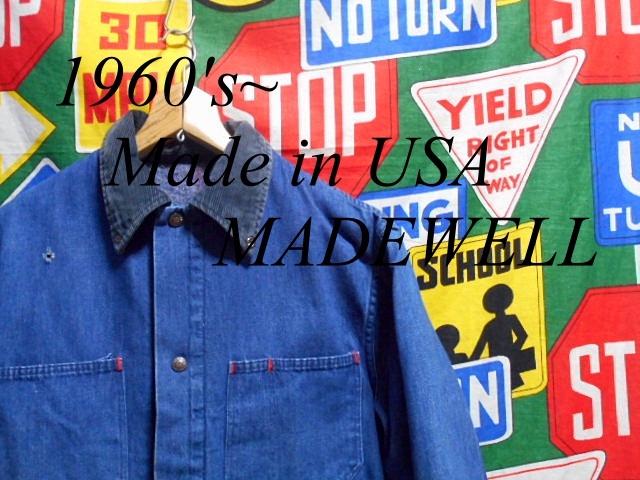 ★変わったデザインの1着★Made in USA製アメリカ製MADEWELLメイドウェルビンテージデニムカバーオールワークジャケット60s70s60年代70年代