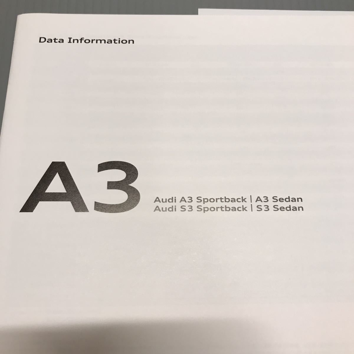 未読! Audi A3 | S3 スポーツバック／セダン カタログ 59ページ Data Information付属 2017年9月内容版 _画像3