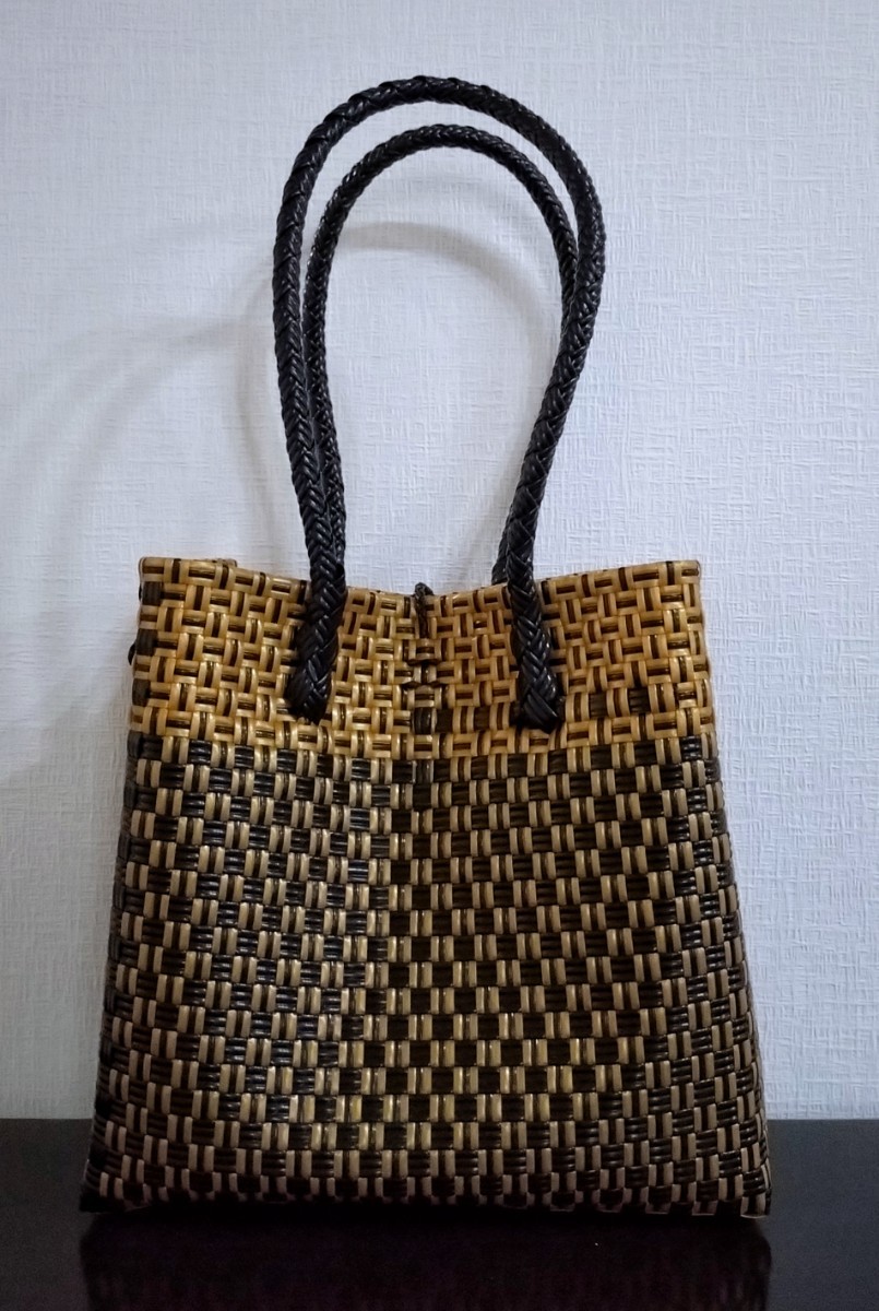  pra basket me LUKA do tote bag basket bag hand made light weight vinyl bag shoulder ..OK black Gold 