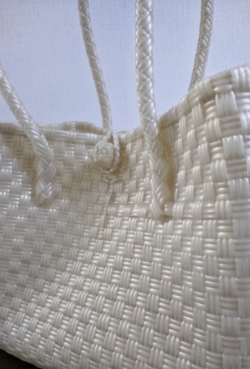  pra basket me LUKA do tote bag basket bag hand-knitted hand made light weight pearl color rare color 