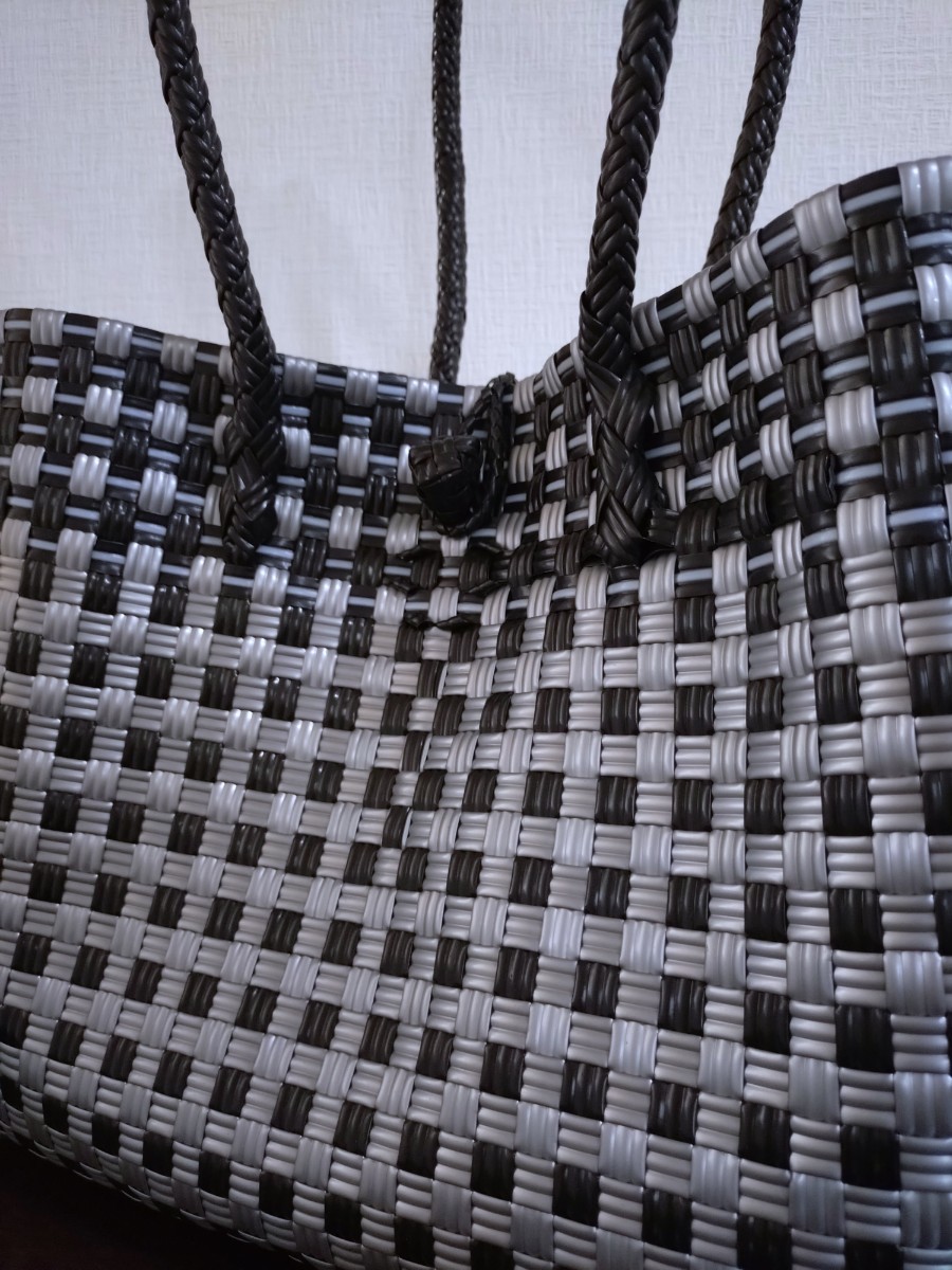 プラカゴ メルカド トートバッグ かごバッグ 手編み ハンドメイド 軽量 シルバー ブラック