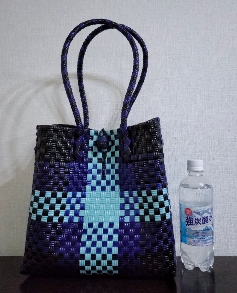  pra basket me LUKA do tote bag basket bag hand-knitted hand made light weight black dark blue light blue 