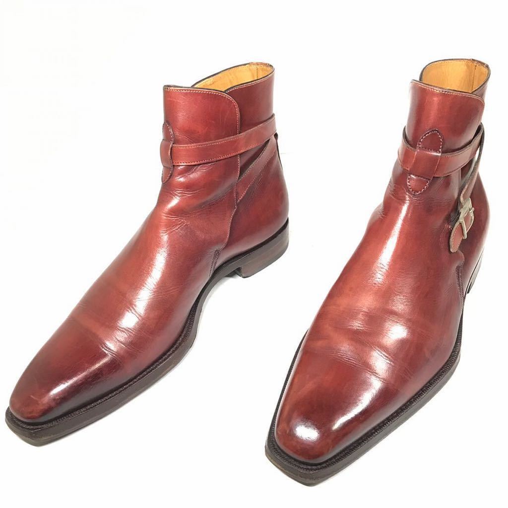 【サントーニ】本物 Santoni 靴 25cm 赤茶 ショートブーツ カジュアルシューズ 本革 レザー 男性用 メンズ イタリア製 6 F