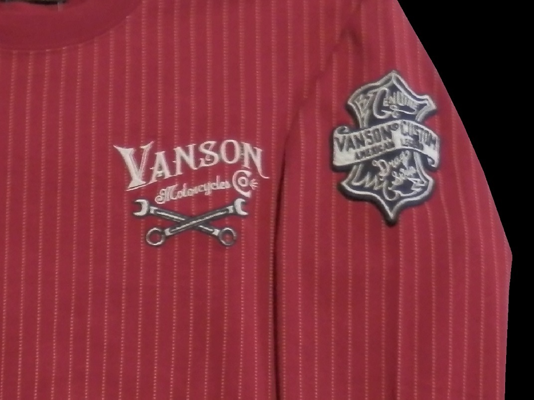バンソン／vanson／XLサイズ／長袖Ｔシャツ／NVLTー2314／レッドウォバッシュ／新品／送料無料／バイカー／ロンT／刺繍