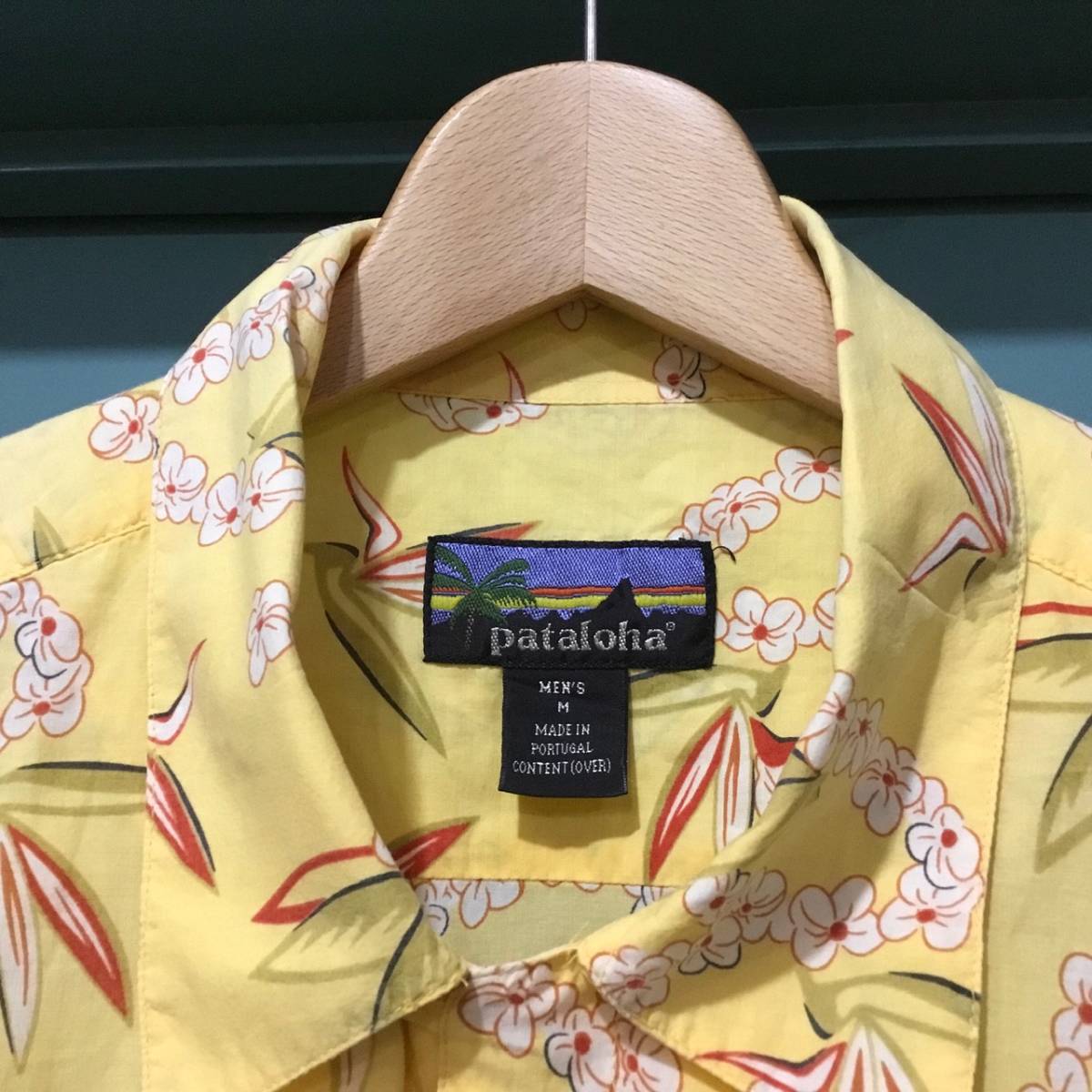 美品 ビンテージ 00年 ポルトガル製 PATAGONIA パタゴニア PATALOHA パタロハ アロハシャツ Ｍ 黄色 2000年 ハワイ 半袖 シャツ