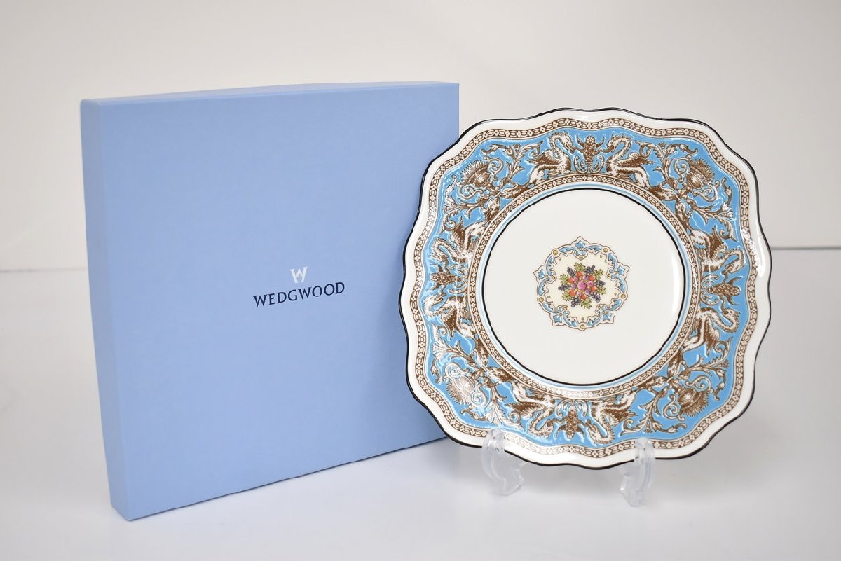 ウェッジウッド WEDGWOOD 食器 フロレンティーンターコイズ デザートプレートスクエア 箱付き ボーンチャイナ → 2309LA008