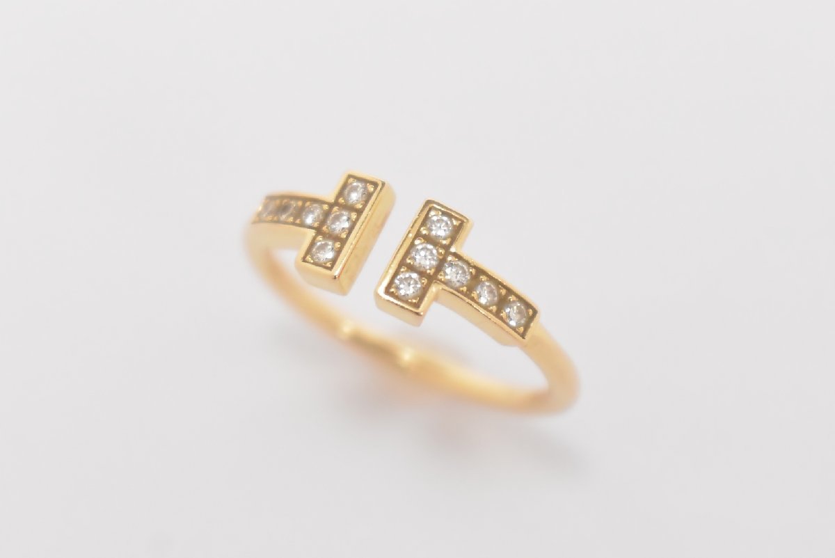 Tiffany & Co. ティファニー T ダイヤモンドワイヤーリング 8号 750 18K ダイヤモンド 0.13カラット ゴールド YG 指輪 → 2309LM007