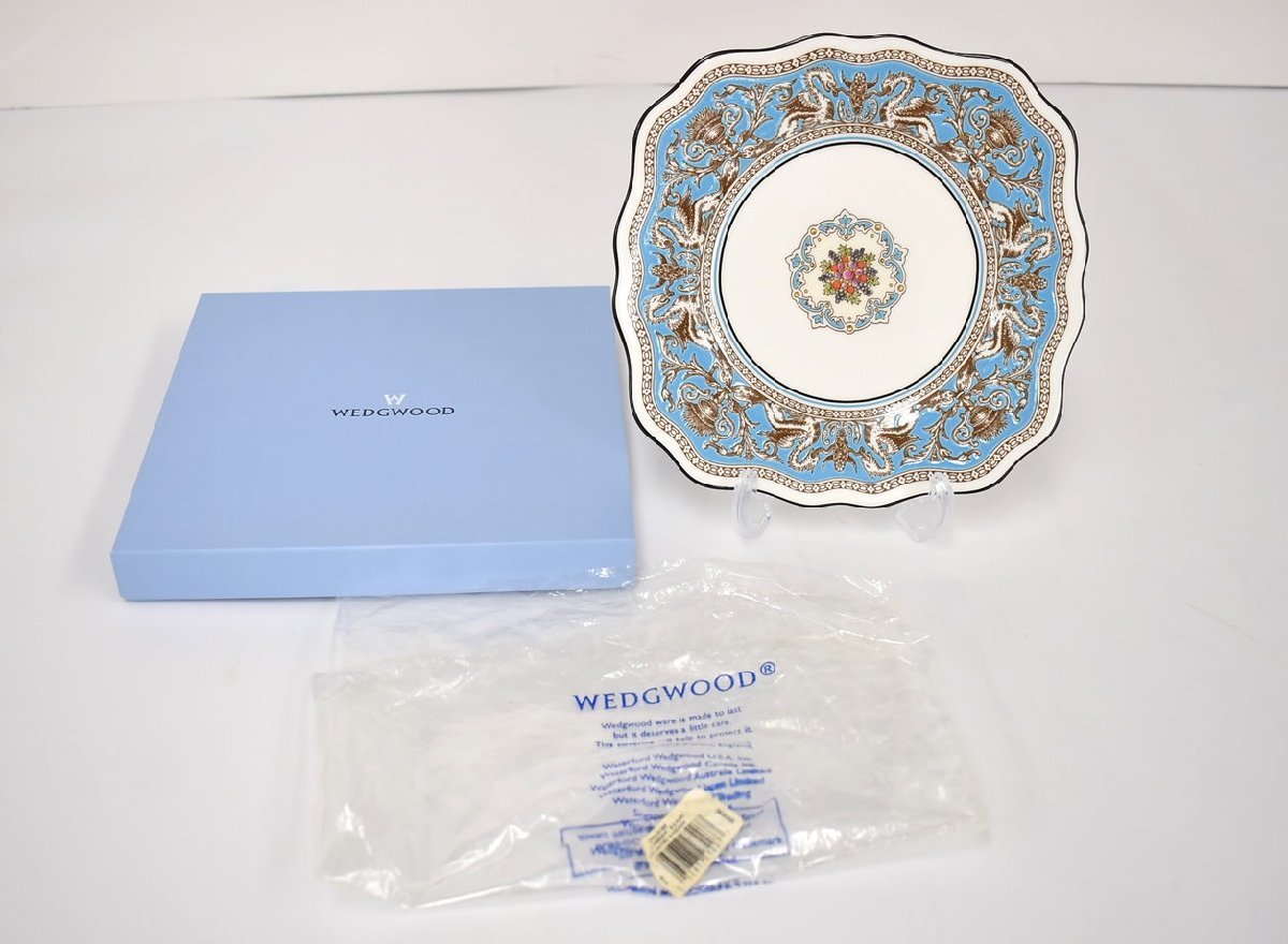 ウェッジウッド WEDGWOOD 食器 フロレンティーンターコイズ デザートプレートスクエア 箱付き ボーンチャイナ → 2309LA008_画像2