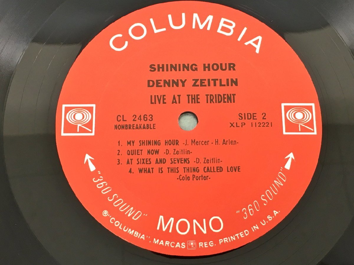 LPレコード SHINING HOUR DENNY ZEITLIN LIVE AT THE TRIDENT CL 2463 2309LBM118の画像2