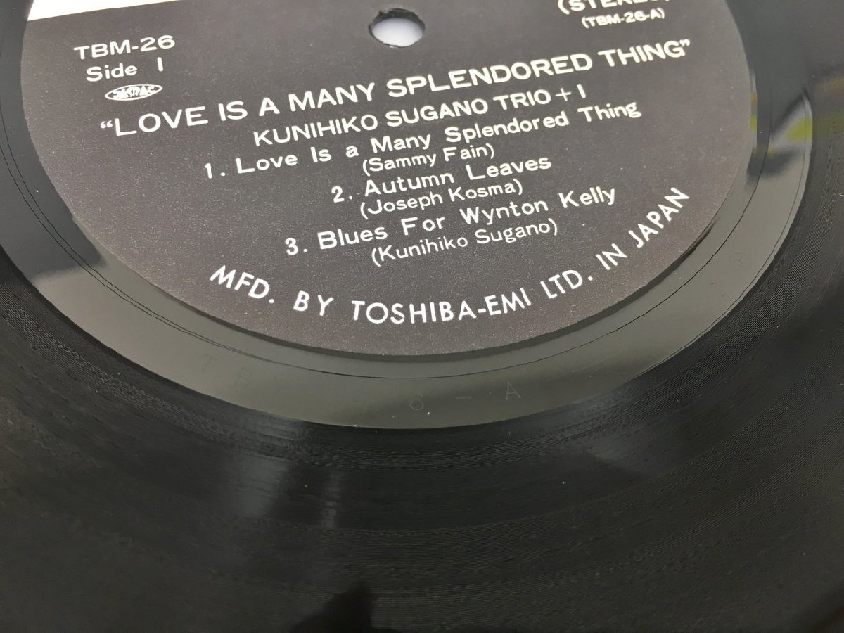 LPレコード LOVE IS A MANY SPLENDORED THING SUGANO KUNIHIKO 菅野邦彦 トリオ Three Blind Mice tbm-26 ライナーノーツ 帯付き 2309LO256_画像4