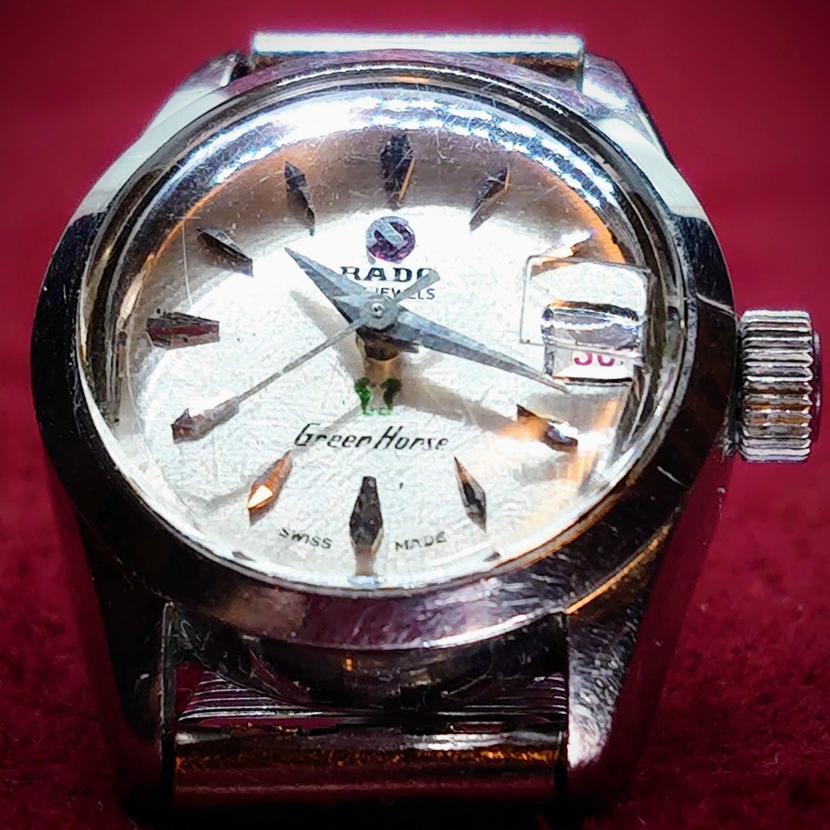 958【動作品】RADO GREEN HORSE ビンテージ 自動巻き ラドー グリーンホース 759-1 25石 レディース腕時計 ウォッチ スイス製の画像3