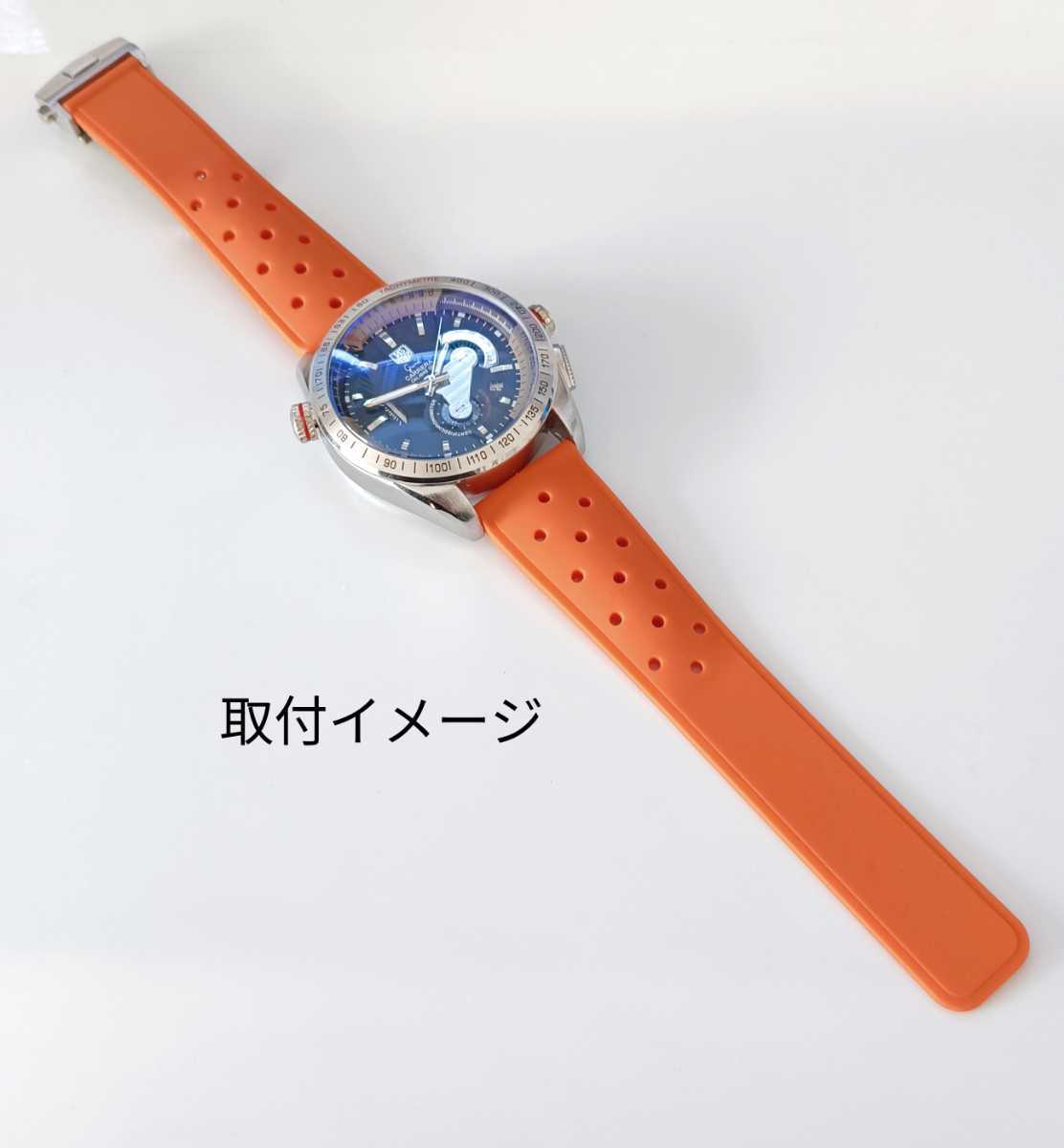 22mm 腕時計 シリコン ラバーベルト オレンジ Dバックル付属 穴 22mm 腕時計 シリコン ラバーベルト オレンジ Dバックル付属 穴