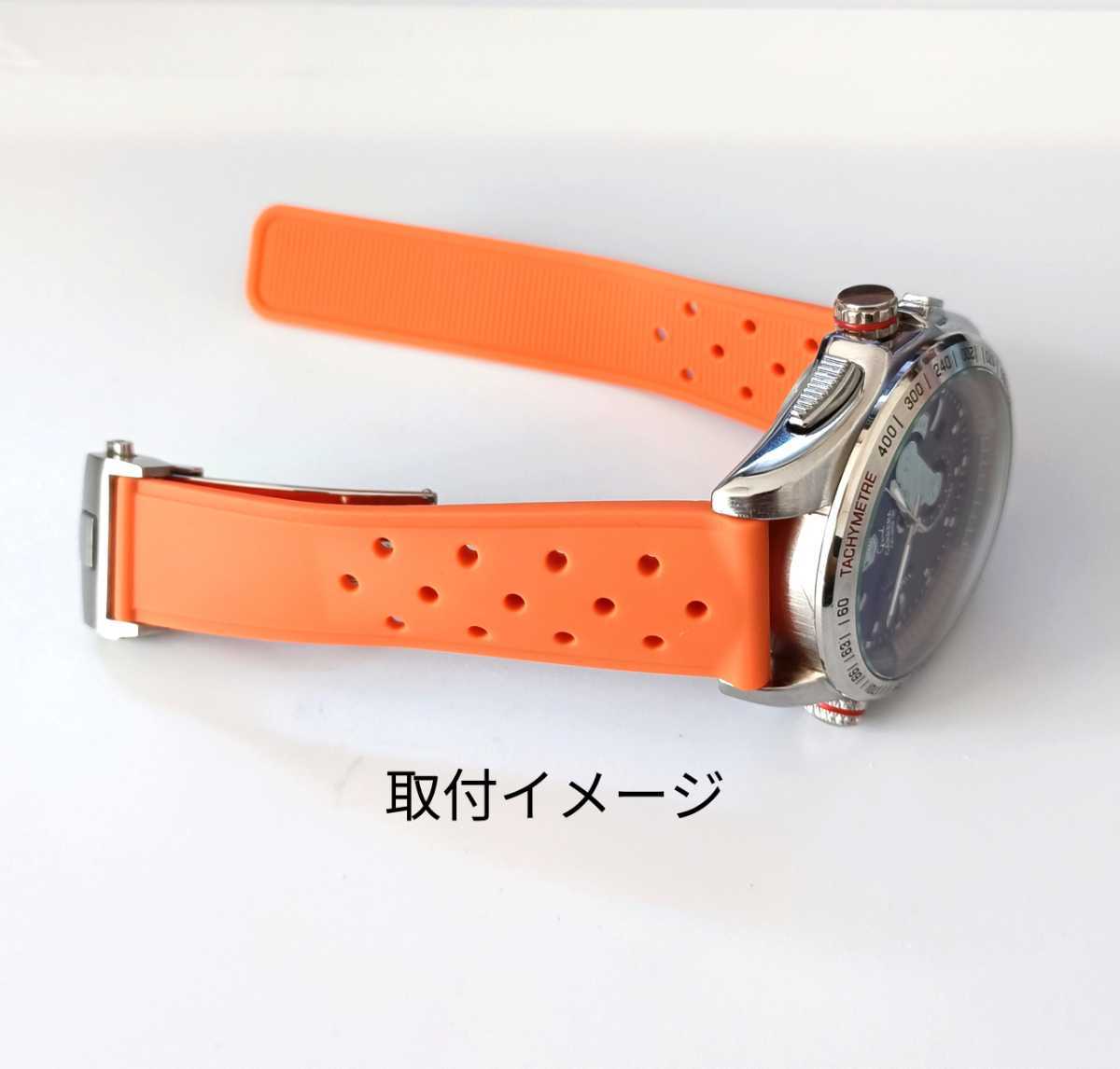 22mm 腕時計 シリコン ラバーベルト オレンジ Dバックル付属 穴 22mm 腕時計 シリコン ラバーベルト オレンジ Dバックル付属 穴