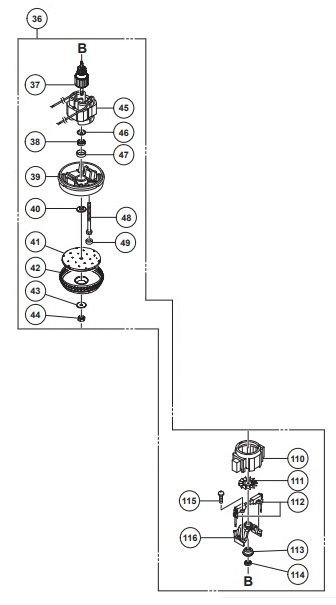 HiKOKI ハイコーキ 集じん機 RP150YD用 モータ組（３７～４９，１１０～１１６含む）337470 修理 部品 集塵機 大工 建築 内装 造作 掃除機