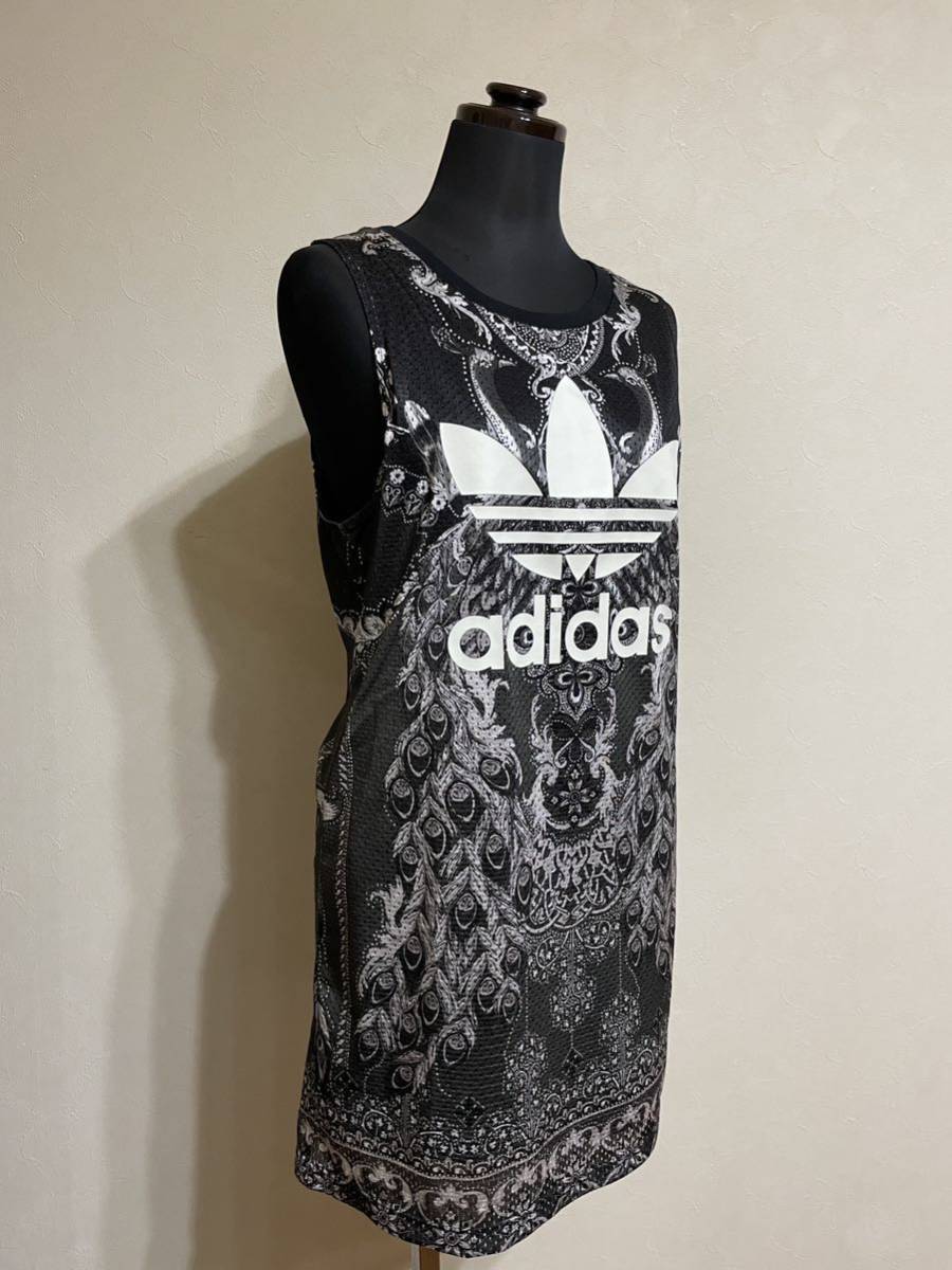 [ хорошая вещь ] adidas originals PAVAO DRESS Adidas Originals женский One-piece безрукавка pabao платье размер M чёрный пепел общий рисунок 