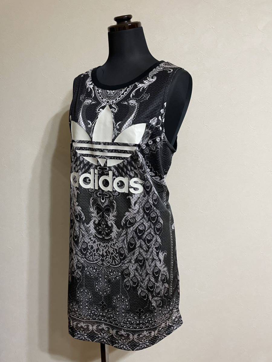 [ хорошая вещь ] adidas originals PAVAO DRESS Adidas Originals женский One-piece безрукавка pabao платье размер M чёрный пепел общий рисунок 