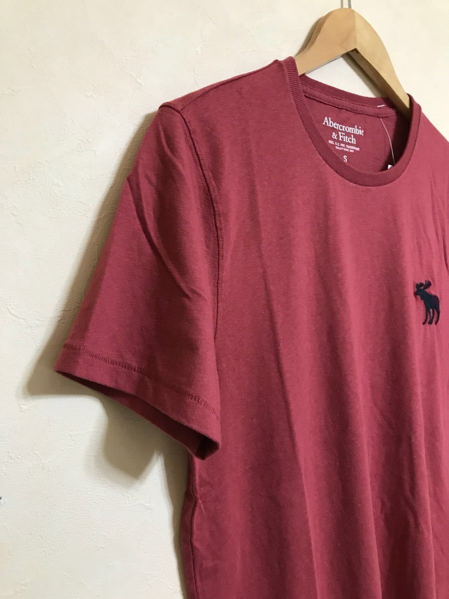 【新品】 Abercrombie & Fitch BIG ICON CREW NECK TEE アバクロンビー&フィッチ ビッグアイコン クルーネック Tシャツ サイズS レッド半袖_画像8