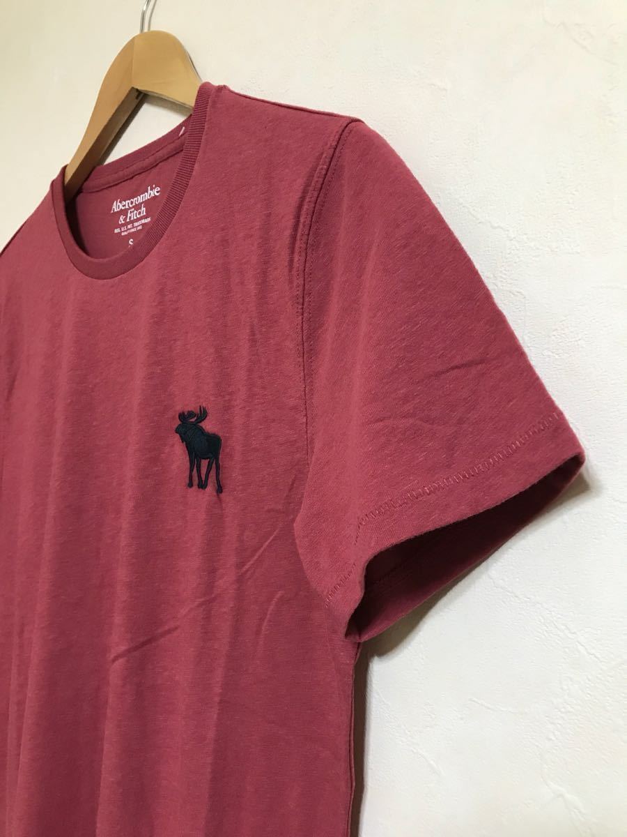 【新品】 Abercrombie & Fitch BIG ICON CREW NECK TEE アバクロンビー&フィッチ ビッグアイコン クルーネック Tシャツ サイズS レッド半袖_画像7