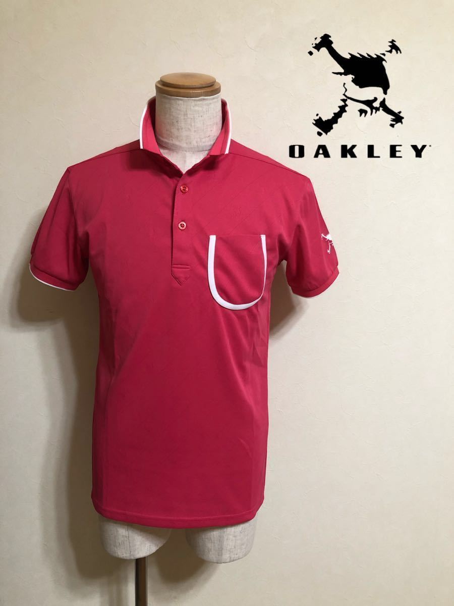 【美品】 OAKLEY GOLF SKULL オークリー ゴルフ ウェア スカル ドライポロシャツ トップス サイズM 半袖 ピンク 36401875_画像1