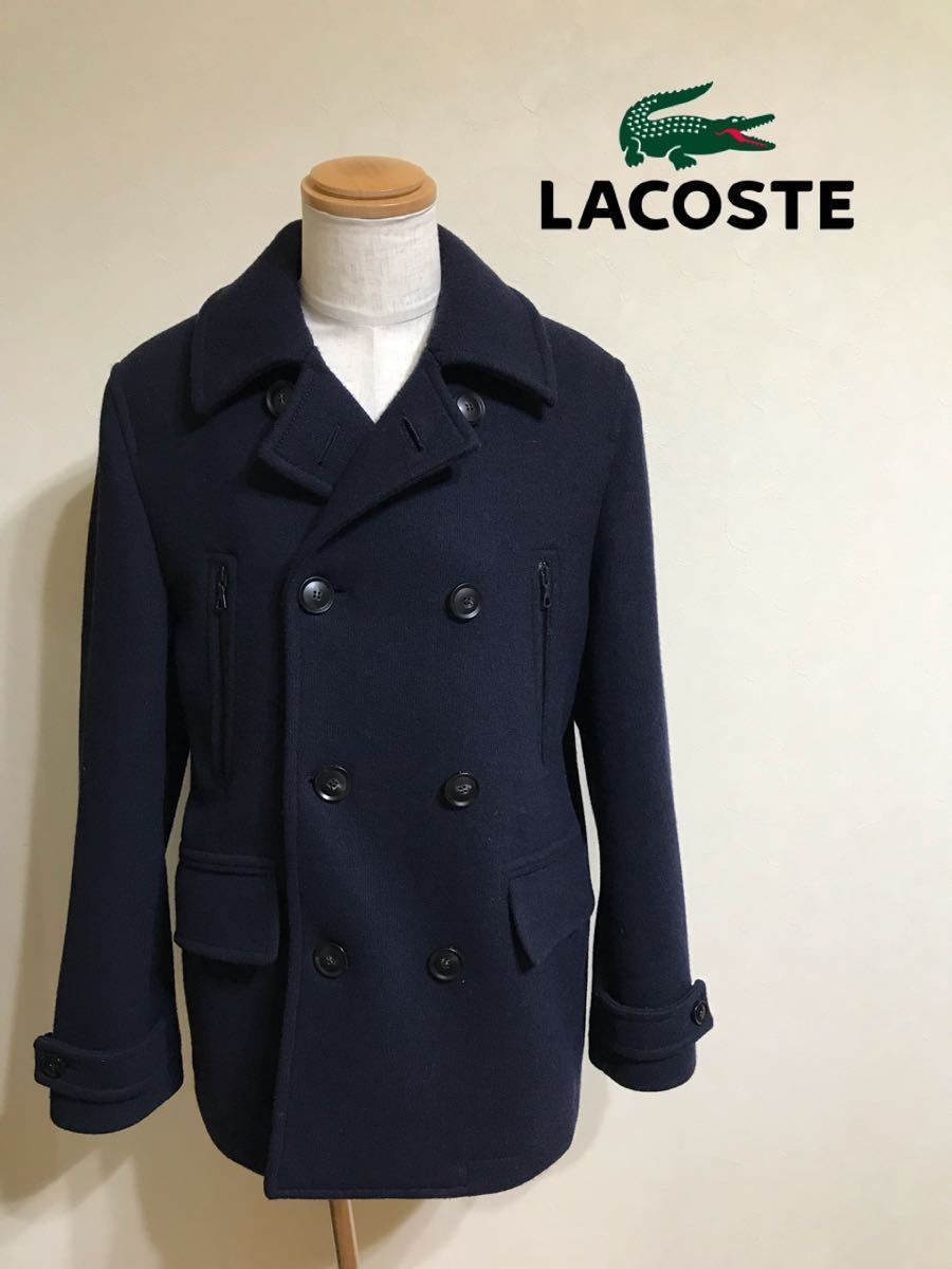 【良品】 LACOSTE ラコステ ピーコート ジャケット USサイズL 長袖 ネイビー 180/100A BH9355_画像1