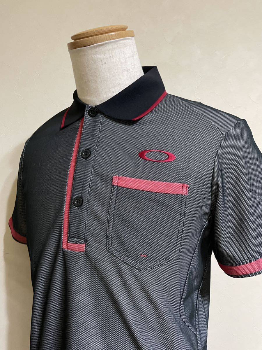 OAKLEY GOLF オークリー ゴルフ ウェア ドライ ポロシャツ トップス サイズM 半袖 黒 赤 434124JP _画像7