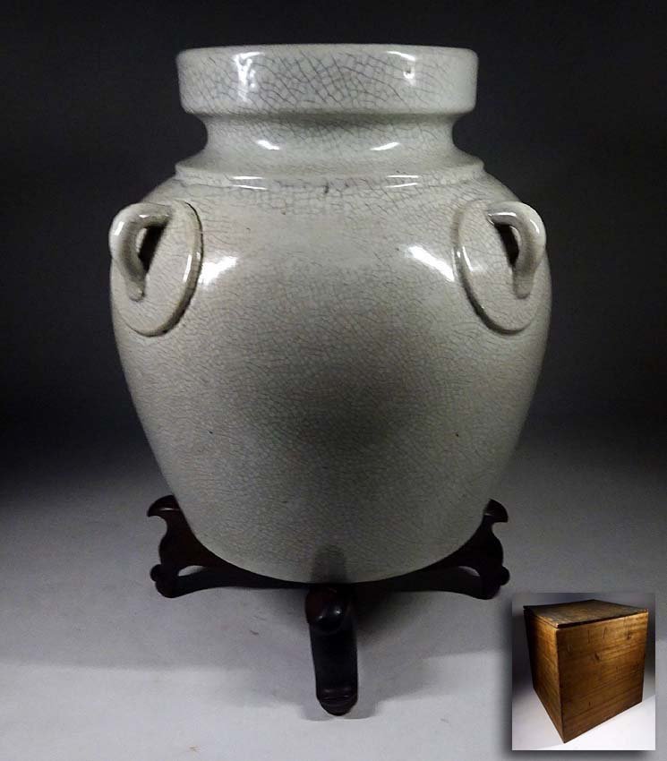 代購代標第一品牌-樂淘letao-緑屋ss□ 中国古玩哥窯白磁大花瓶大壷台