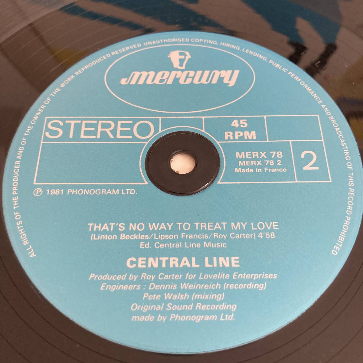 Central Line - Walking Into Sunshine / That's No Way To Treat My Love 12 INCH_画像4