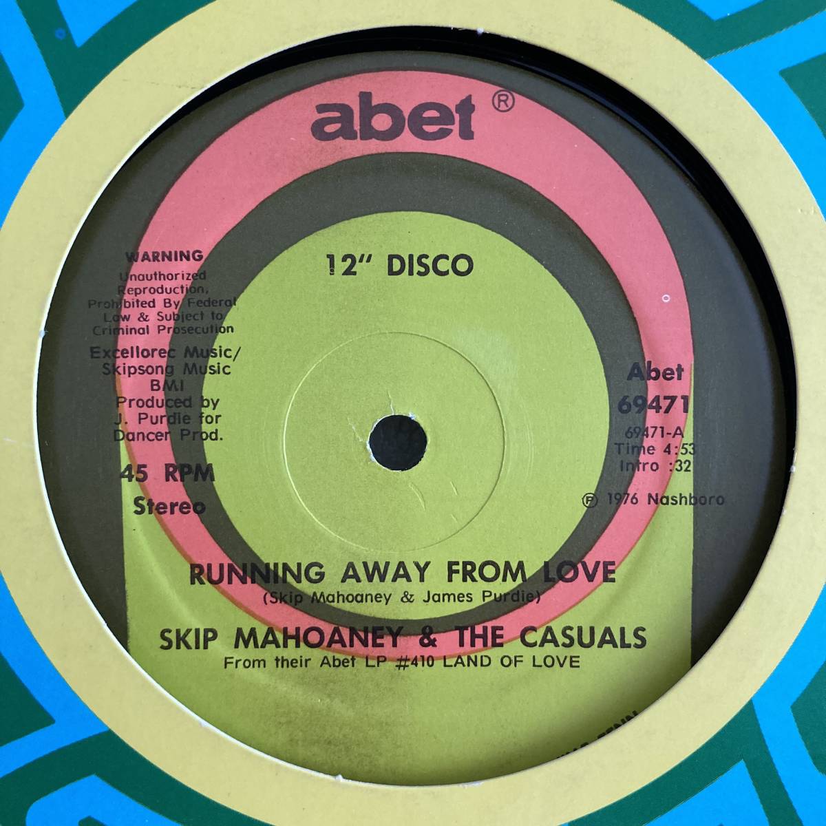 Skip Mahoaney & The Casuals - Running Away From Love 12 INCH_画像1