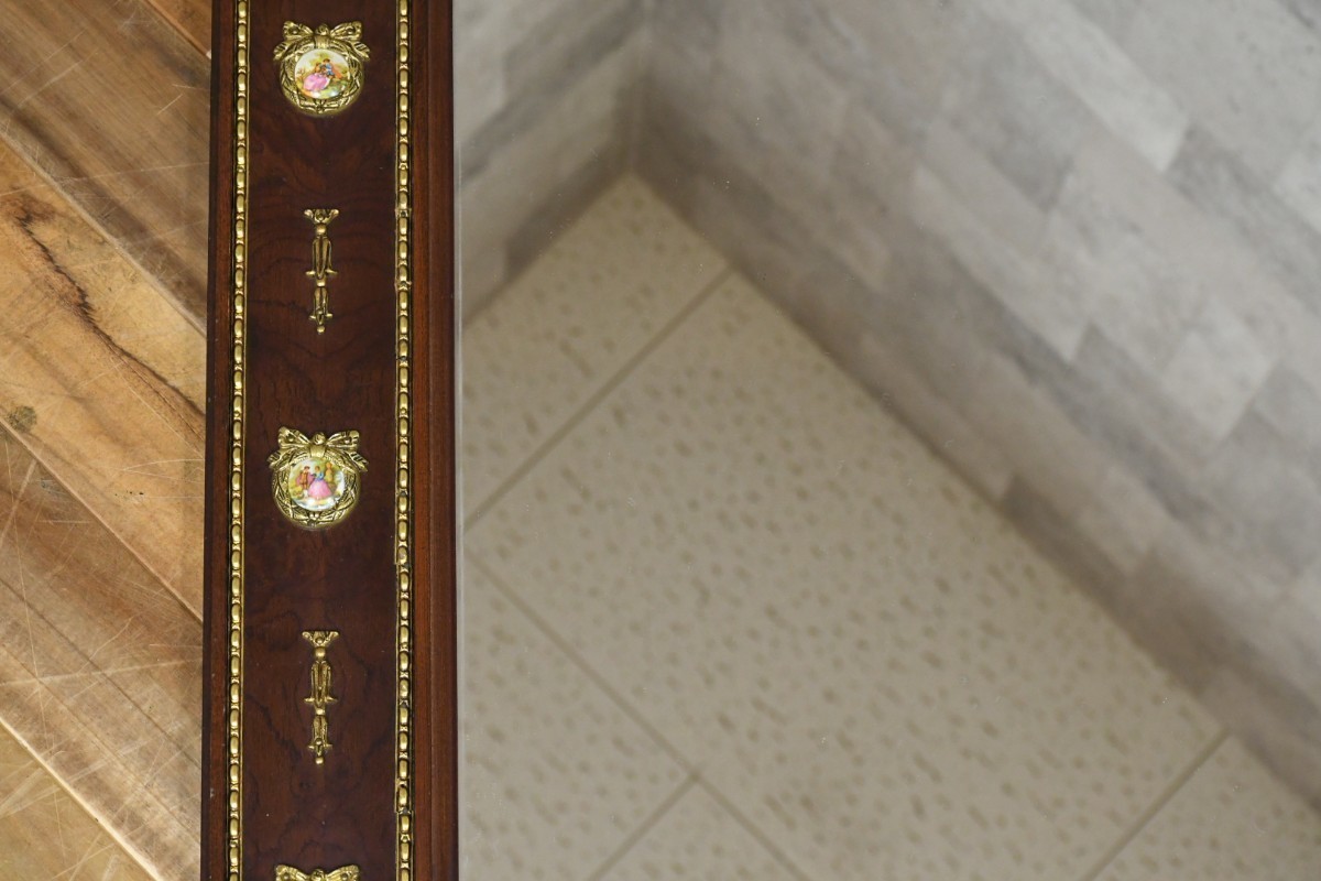 PB3IK57 スペイン製 最高級 MUARVA.S.L ウォールミラー 陶板装飾 アンティーク調 壁掛け鏡 姿見 クラシック 検)輸入家具 マリネールの画像3