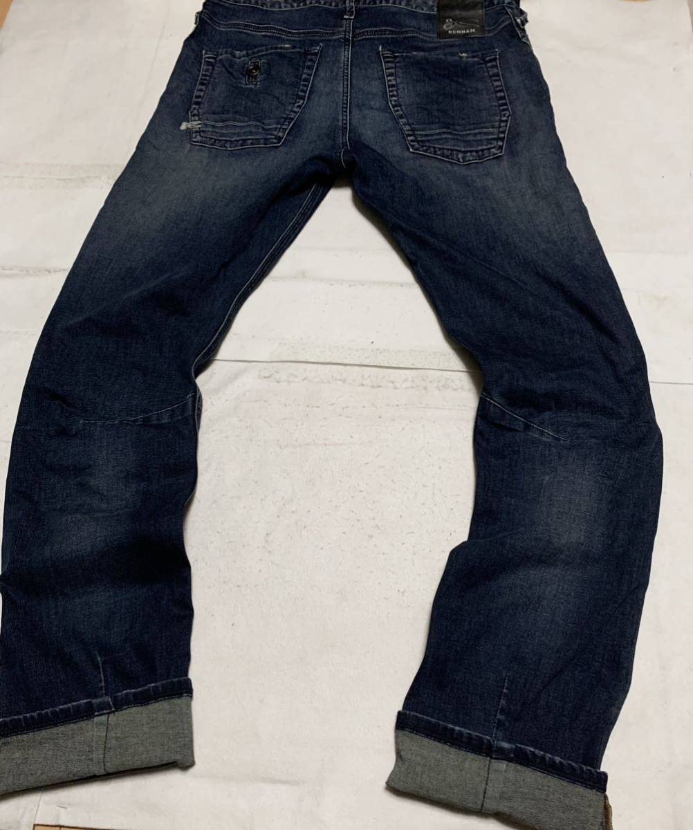 DENHAMデンハム デニムパンツ ジーンズ ストレッチ インディゴ 刺繍ロゴ SKIN SLIM FIT W