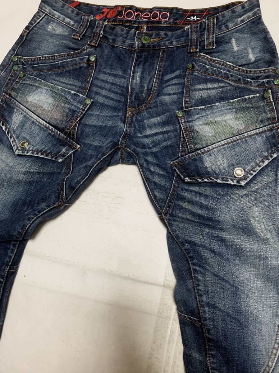 JONEAA JEANS THE ART DENIM デニムパンツ　ジーンズ　イタリア製　ダメージ加工　インディゴ　W34_画像10