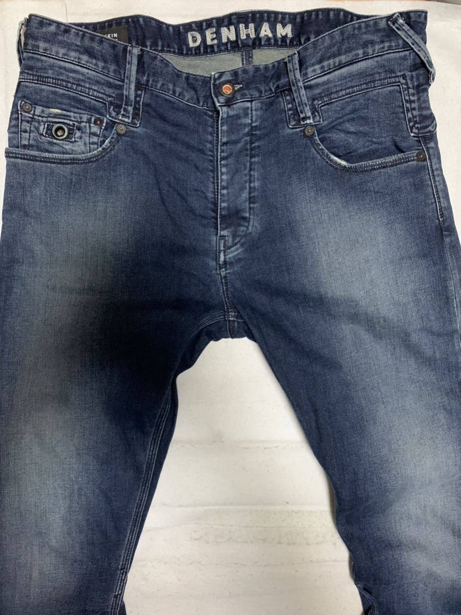 DENHAMデンハム デニムパンツ ジーンズ ストレッチ インディゴ 刺繍ロゴ SKIN SLIM FIT W