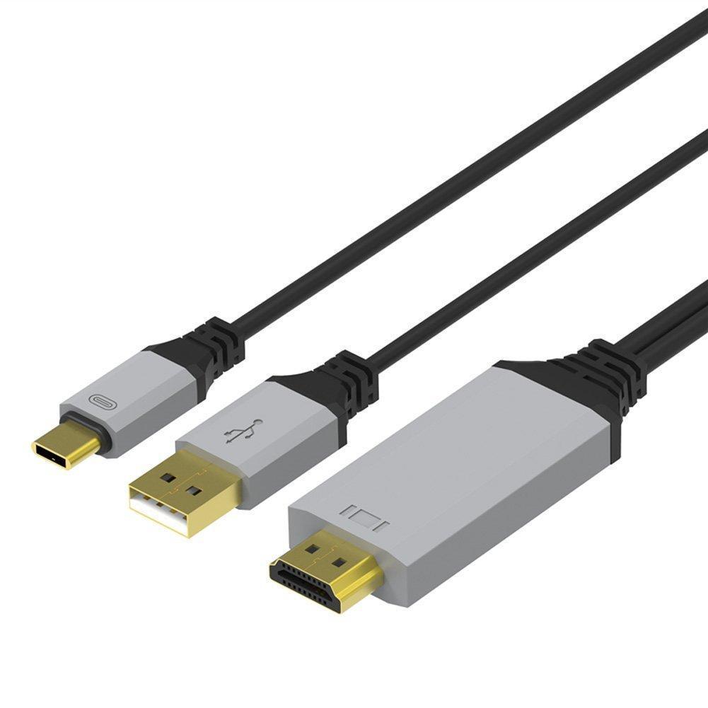 USB type-C to HDMIケーブル 2m 変換アダプタ 3D / 4K / HD1080P USB3.1対応 2016 MacBook Pro、2015 MacBook、など対応l☆グレー_画像2