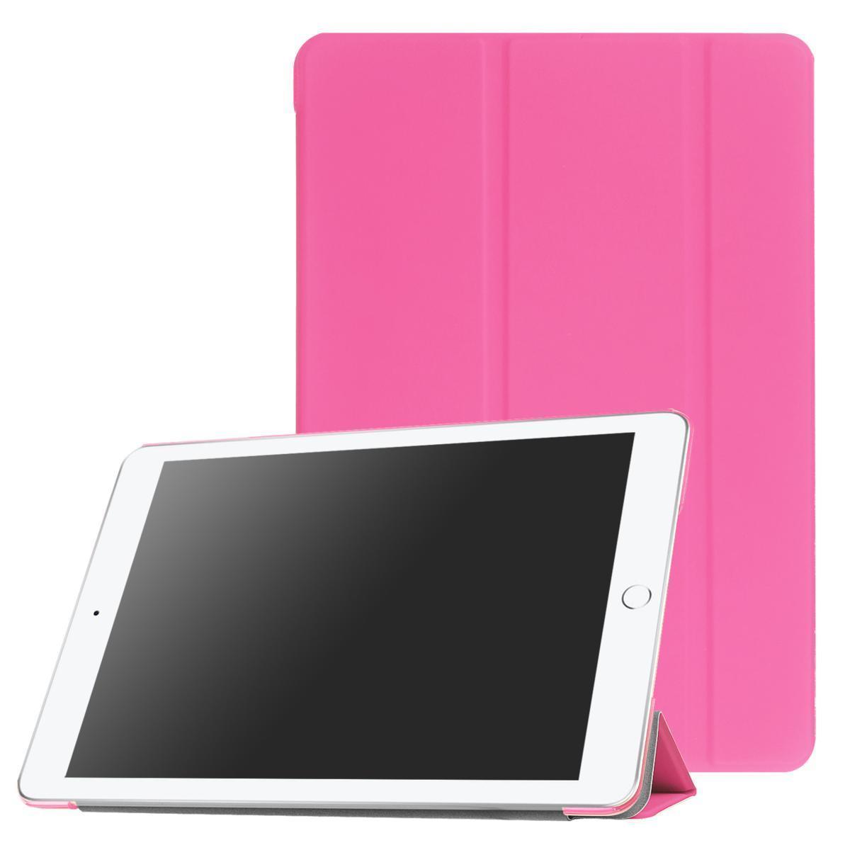 iPad ケース iPad5 / iPad6 / iPad Air1 / iPad Air2 兼用 三つ折スマートカバー PUレザー アイパッド カバー スタンド機能 ピンク_画像1